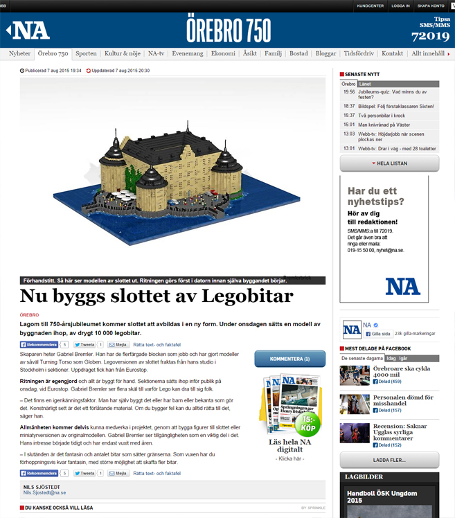 Närkes allehanda - Nu byggs slottet av legobitar Närkes allehanda - Nu byggs slottet av legobitar