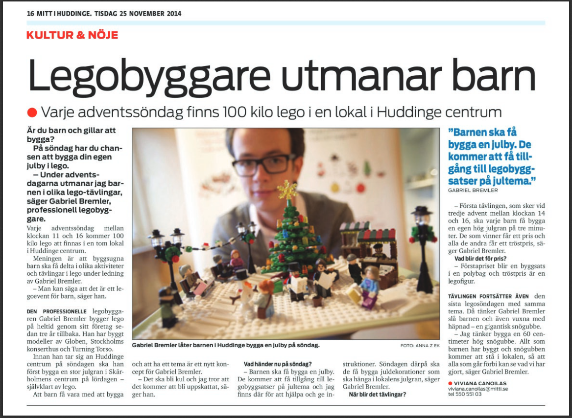 Tidningen Mitt i Huddinge var på plats Mitt i huddinge - LEGO byggare Bremlerbrick utmanar barn